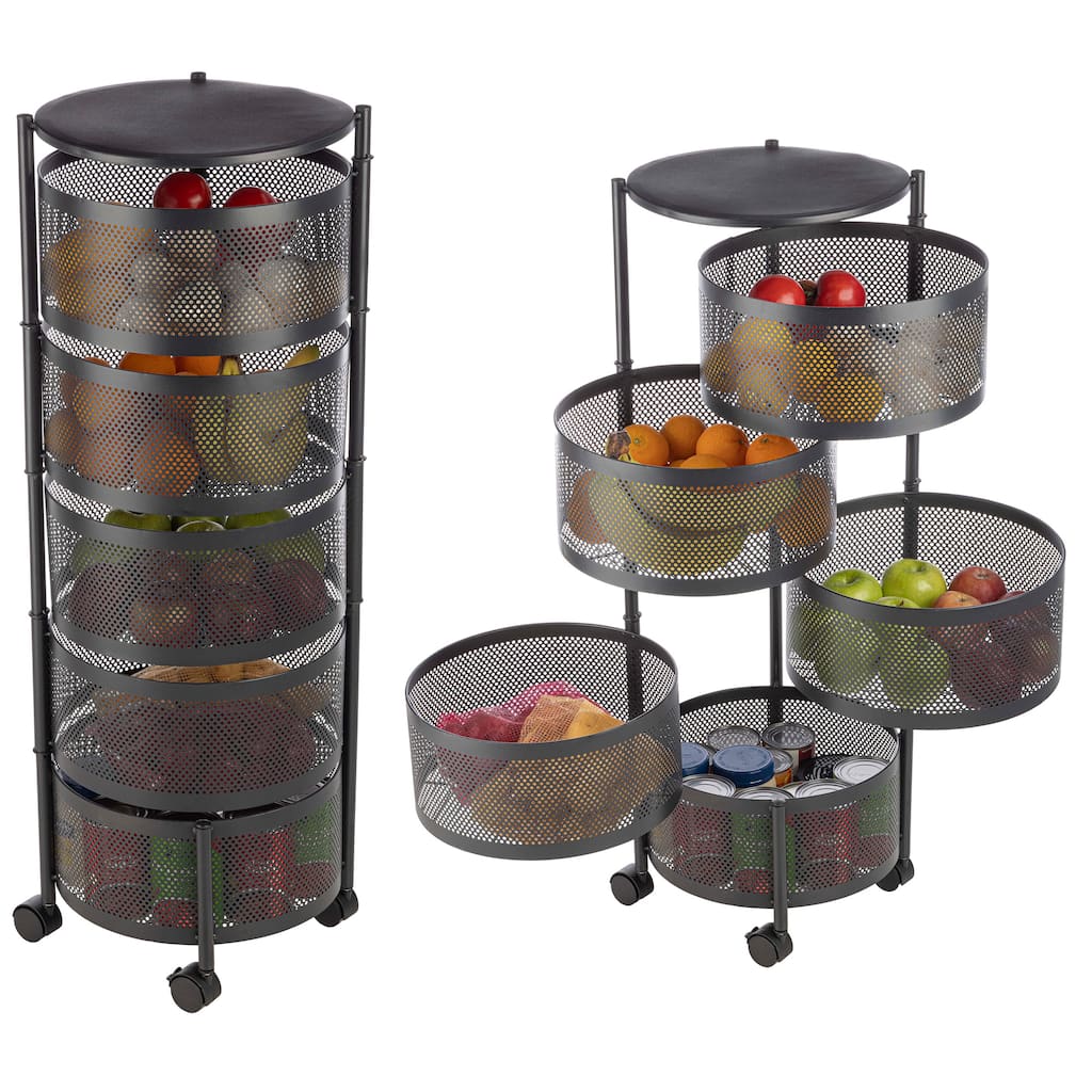 Home-Complete 5 Tier Kitchen Storage Rolling Cart with Wheels