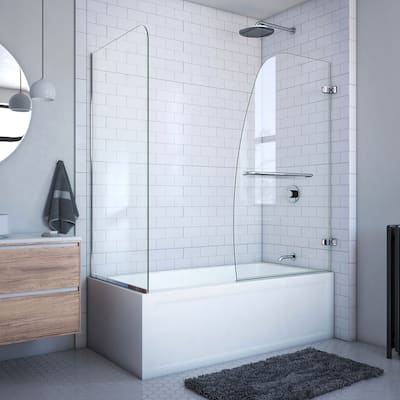 DreamLine Aqua Uno 56-60 in. W x 30 in. D x 58 in. H Frameless Hinged Tub Door with Return Panel