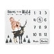 preview thumbnail 1 of 4, Woodland Camo Deer Collection Boy Baby Monthly Milestone Blanket - Beige Green Black Rustic Forest Animal Camoflauge Arrows Wild