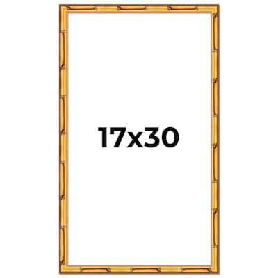 17x30 Frame Gold Bamboo Picture Frame Modern Photo Frame Includes UV Acrylic Shatter Guard Front Acid Free Foam Backing Board