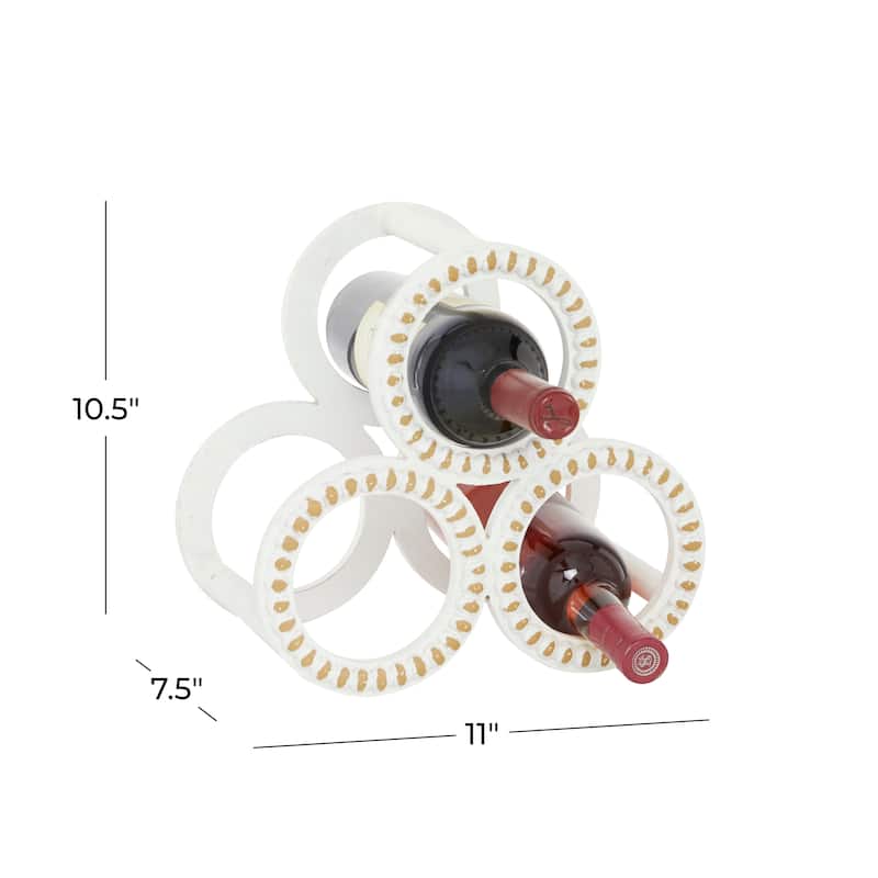 White Wood Beaded Wine Rack