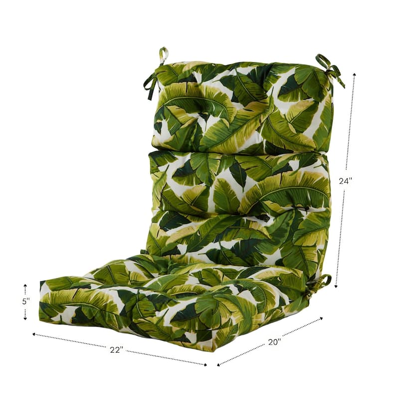 22-in x 44-in Outdoor Palm Leaves High Back Chair Cushion (Set of 2) (Cushions Only)