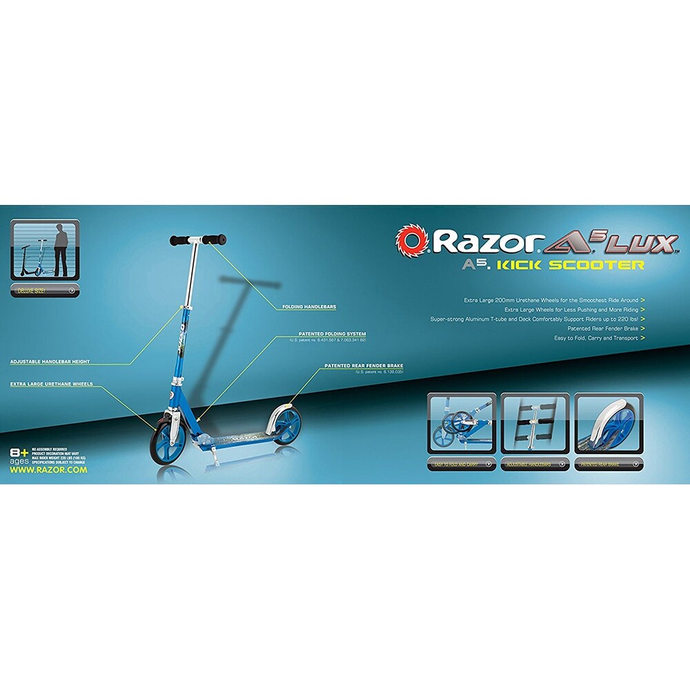 Razor A5 Lux Kick Scooter Blue with Deco Essentials Drawstring Bag - Bed  Bath & Beyond - 40026069