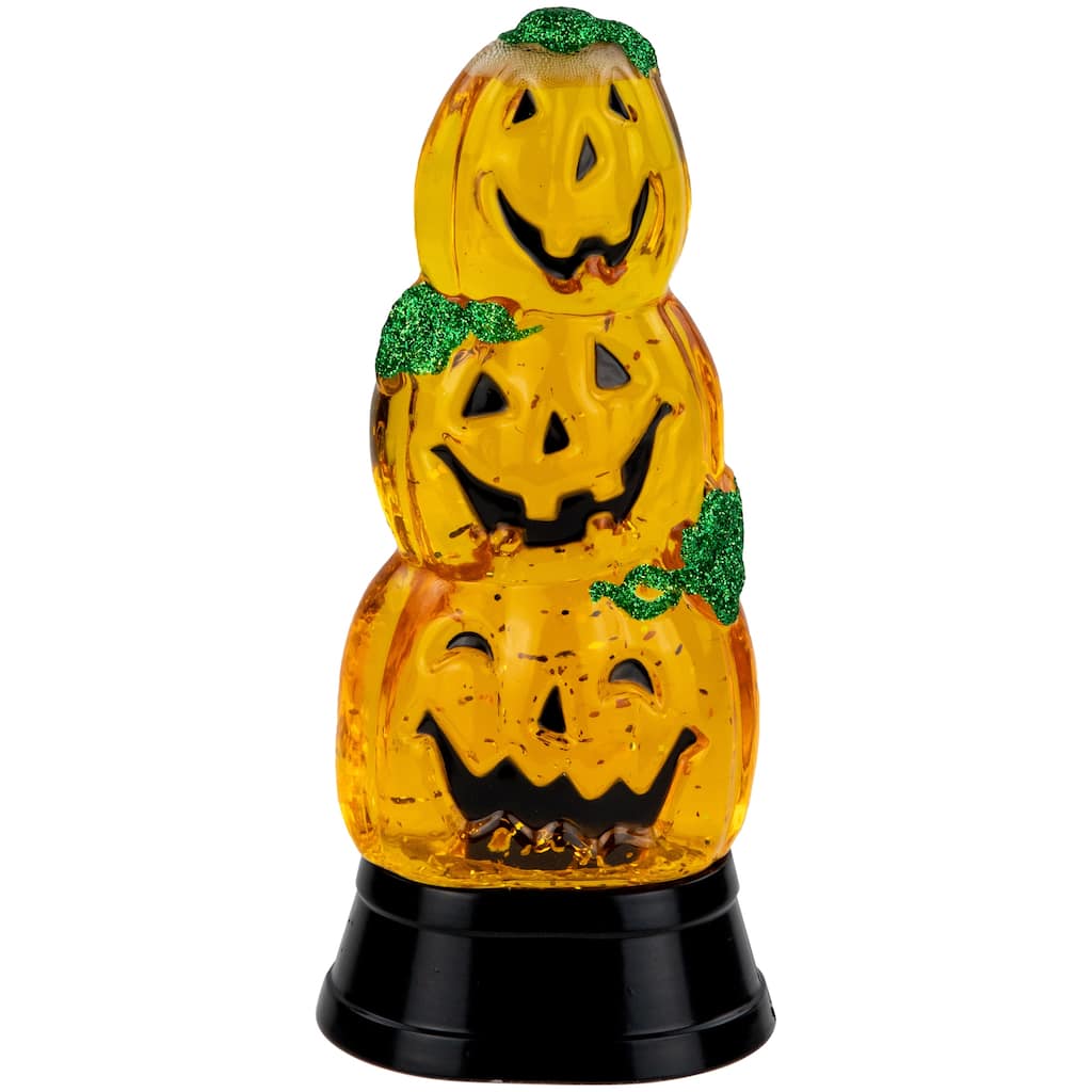 6.5" LED Lighted Stacked Jack O' Lanterns Halloween Snow Globe