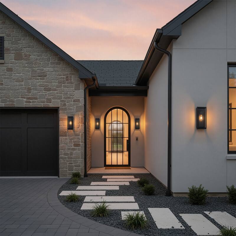 C Cattleya 1-Light Matte Black Outdoor Wall Sconce with Clear Glass Shade