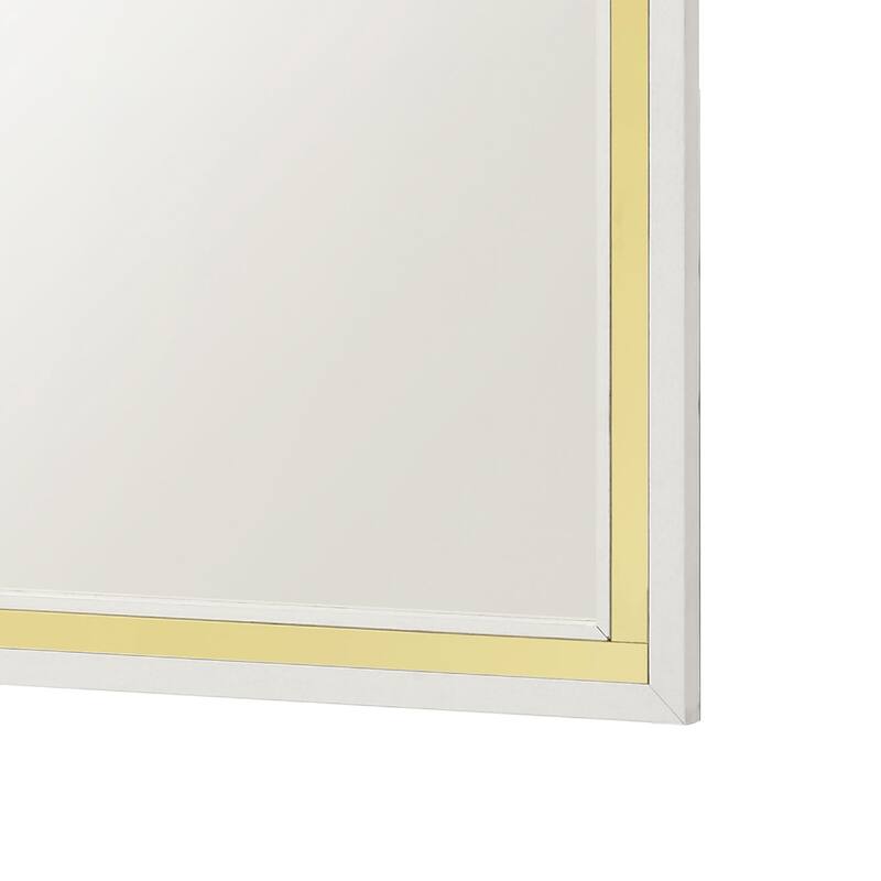 Jenny Square Dresser Mirror, Polished Golden Trim, White Wood-Melamine