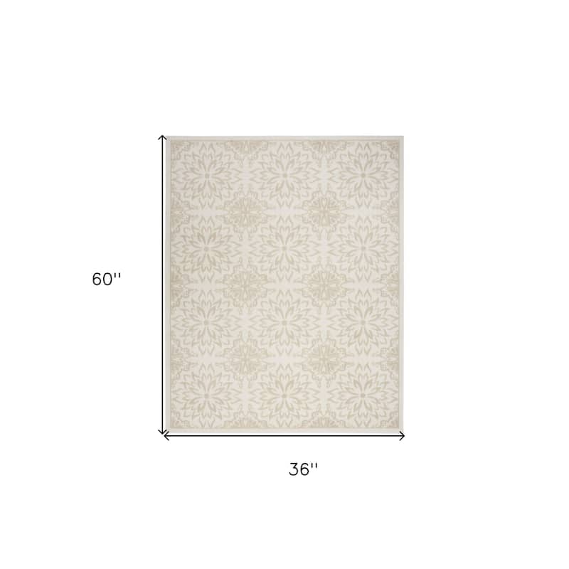 Power Loomed Floral Traditional Stain Resistant Area Rug - 60' X '36' X '0.28