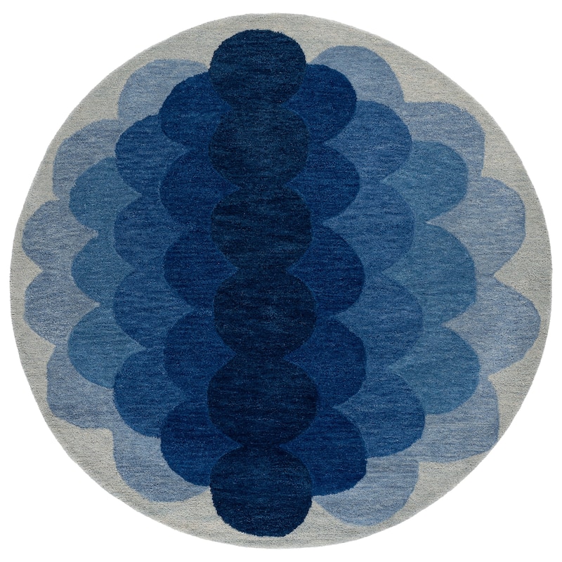 SAFAVIEH Handmade Metro Violetka Wool Rug - 6' Round - Navy/Blue