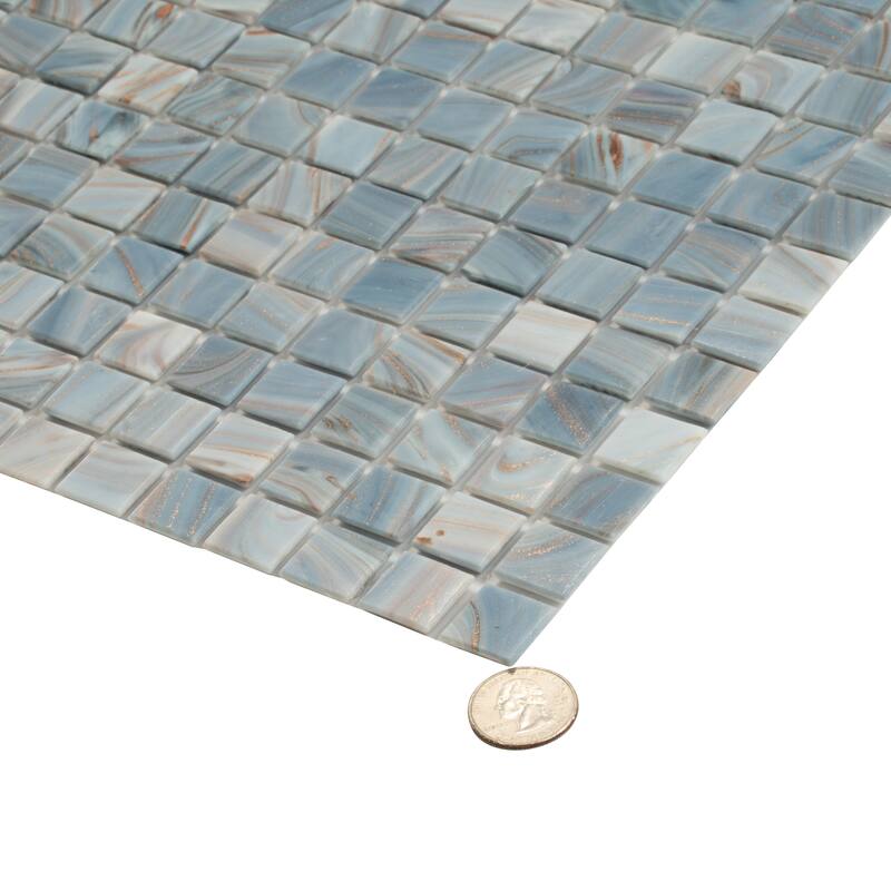 Apollo tile 12" x 12" Celestial Glossy Manatee Blue Glass Tile (20 sq ft/case) - 20 Pack