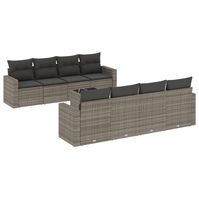 vidaXL Patio Sofa Set with Cushions Outdoor Furniture 9 Piece Poly Rattan - 21.7 x 21.7 x 14.6