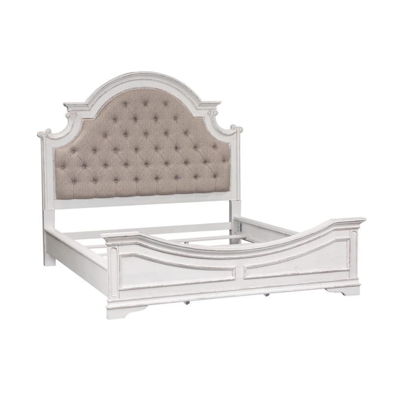 Magnolia Manor Upholstered Bed, Dresser and Mirror, and Nightstand Set