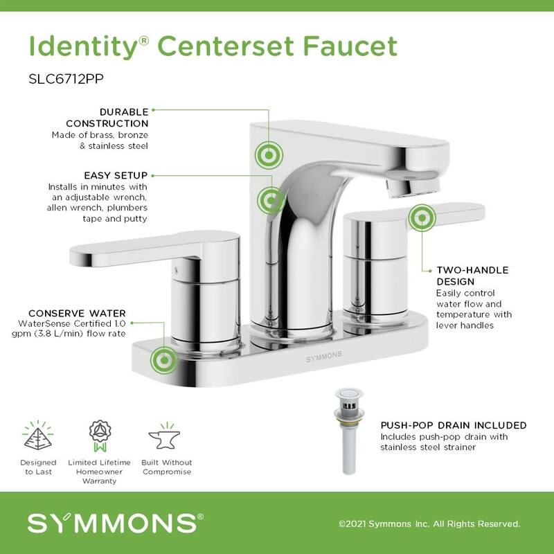 Symmons SLC6712PP Identity 1.0 GPM Centerset Bathroom Faucet with Push