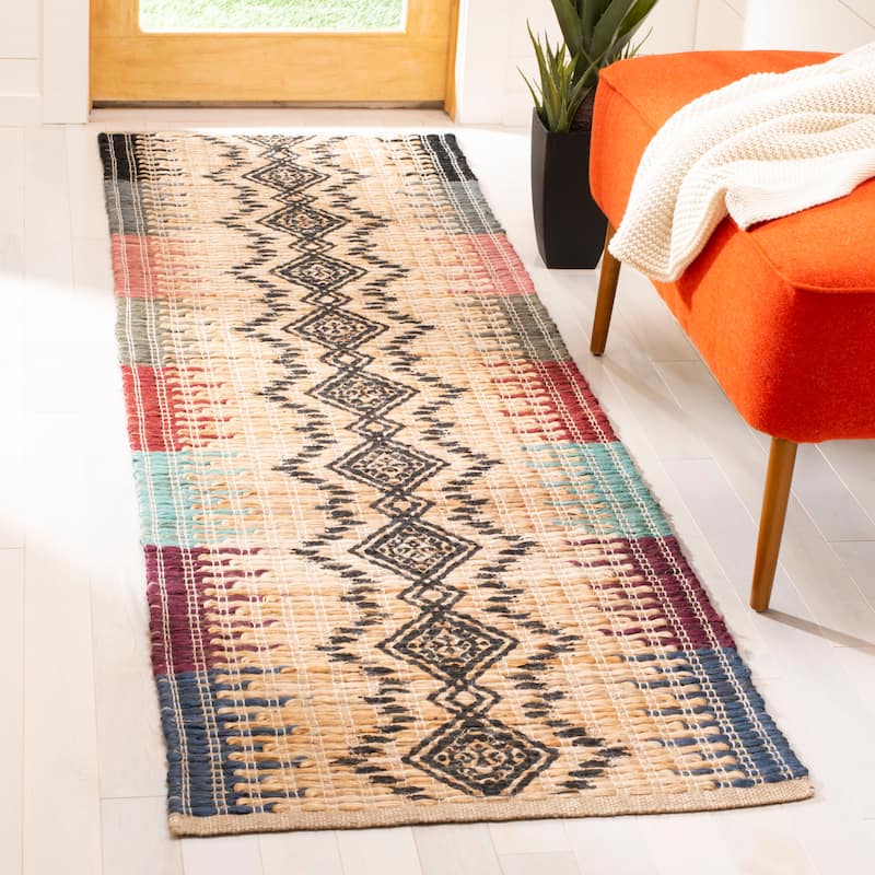 SAFAVIEH Handmade Cape Cod Felisa Coastal Jute Rug - 2'3" x 8' Runner - Natural/Black