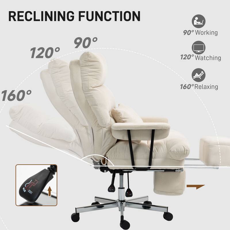 Overstuffed Office Chair with Lumbar Support and Footrest Reclining Swivel