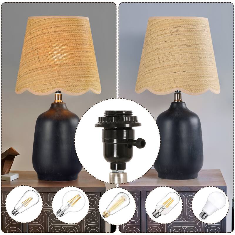 Traditional Ceramic Woven Table Lamp for Living Room