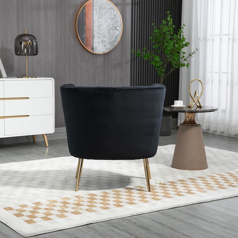 Accent Chair, Leisure Single Chair with Golden Feet (Grey)