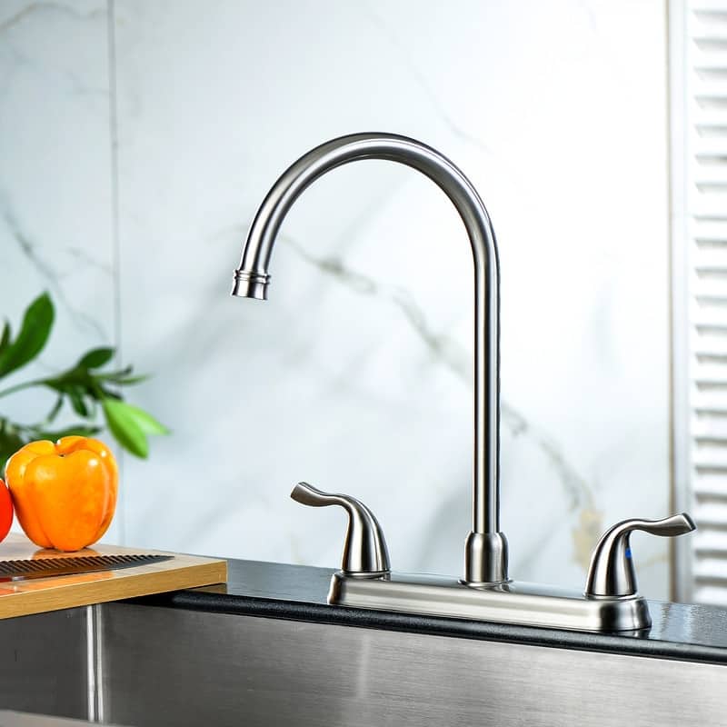2 Handle Bathroom Sink Faucet Centerset with Pop-up Drain Stopper