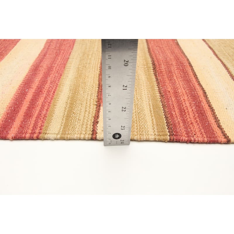 ECARPETGALLERY Flat-Weave Bold and Colorful Cream Wool Kilim - 2'0 x 3'3