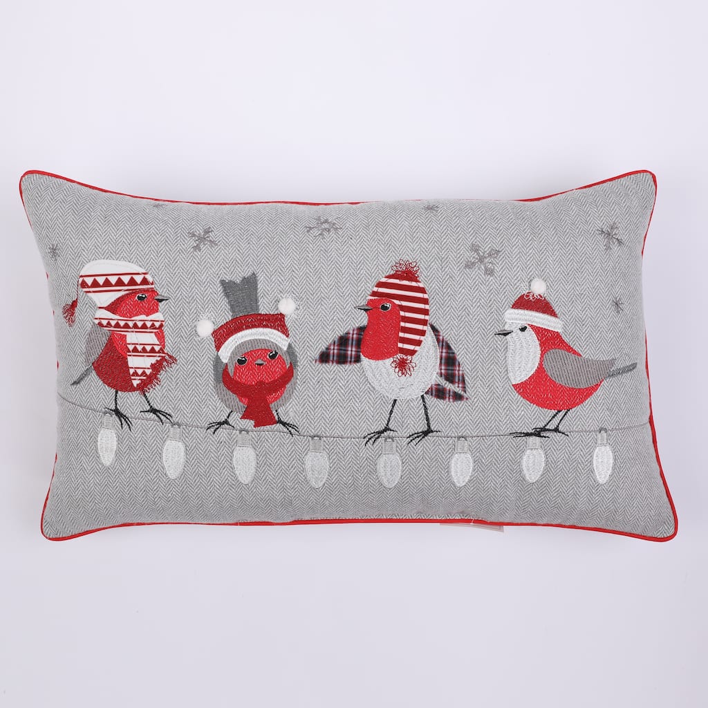 Christmas Cardinals Lumbar Throw Pillow