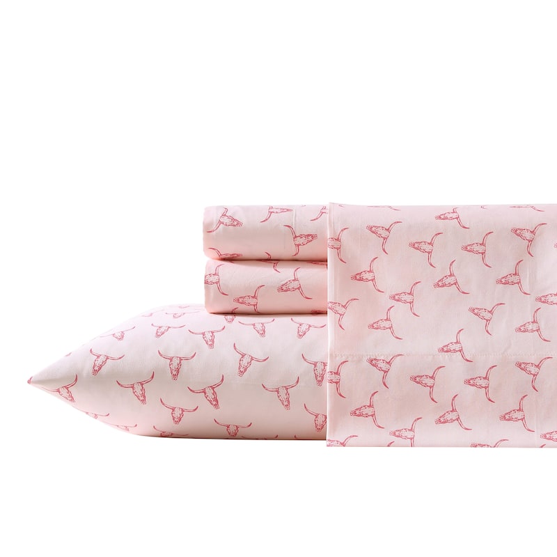 Wrangler Printed Novelty Sheet Sets - Steer Skulls Pink - King