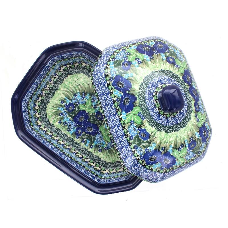 Blue Rose Polish Pottery 662 Ceramika Artystyczna Medium Covered Baker