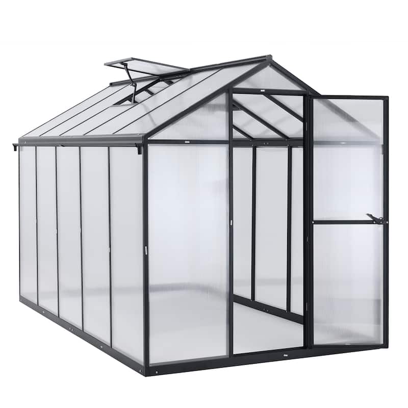 Aoodor 6' x 10' Walk-in Greenhouse with Roof Vent and Door lock