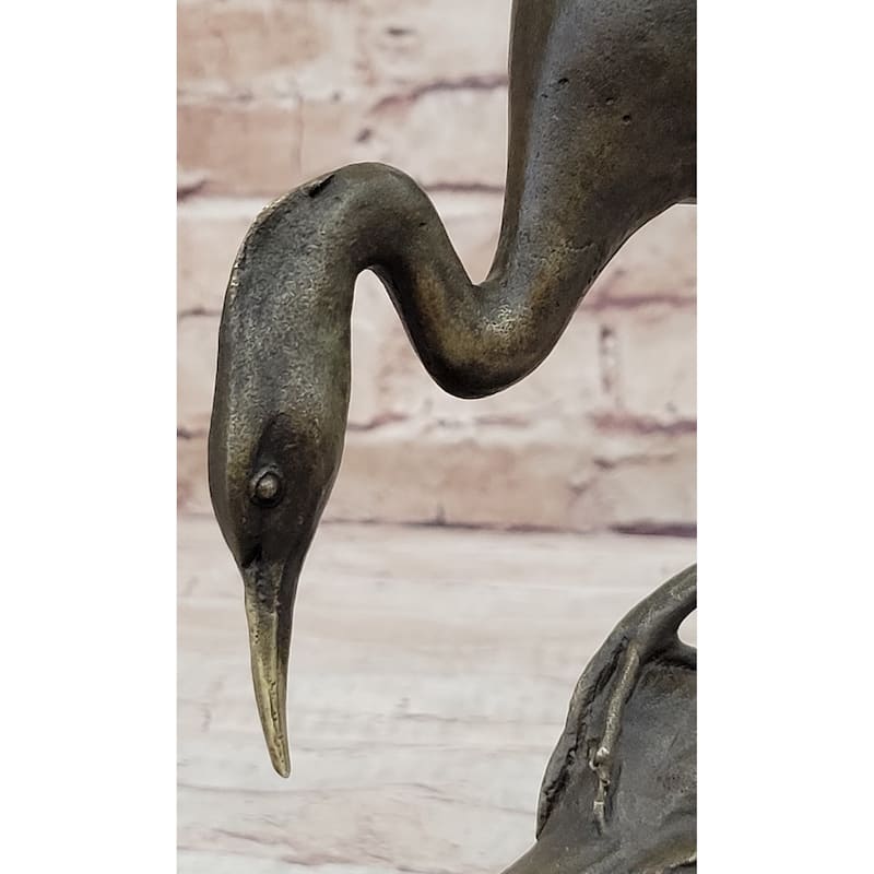 Egret Crane Great Blue Heron Wetland Coastal Bird Art Bronze Marble Statue Gift