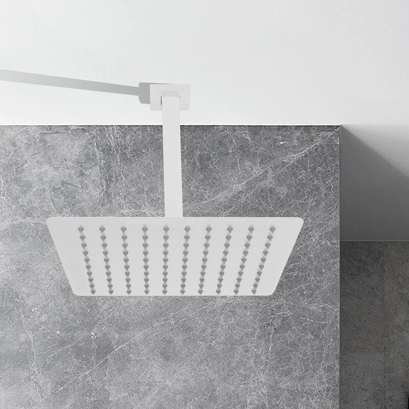 10" Square High Pressure Rain Shower Head,304 Stainless Steel Rain Shower Head - White