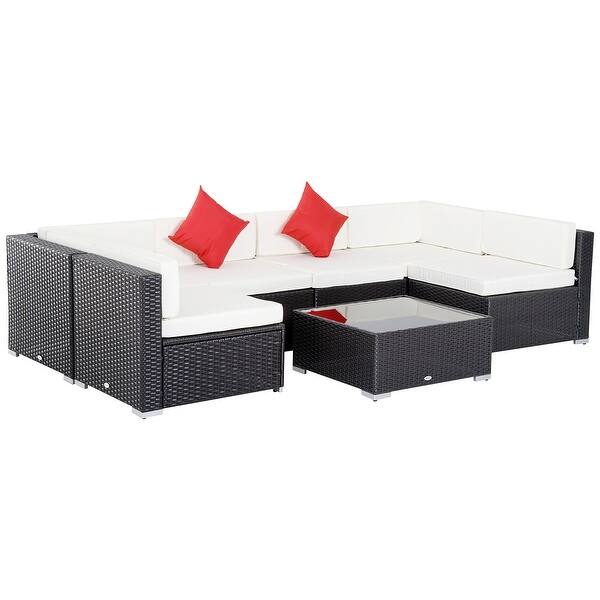 Shop Outsunny 7 Piece Outdoor Patio Furniture Set With Modern Rattan Wicker Perfect For Garden Deck And Backyard On Sale Overstock 20508198