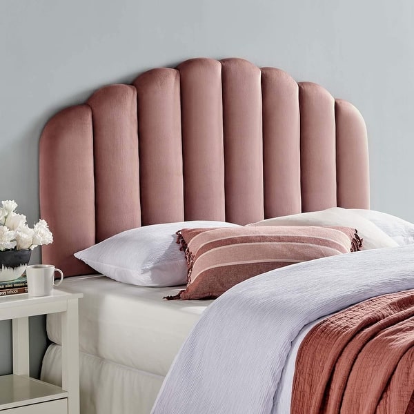 Tufted Performance Velvet Upholstered Twin Headboard with Scalloped ...