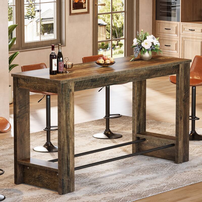 63'' High Top Bar Table, 37.4'' Counter Height Pub Table