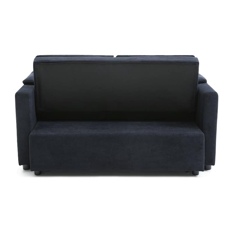 Anmytek 55" Velvet Loveseat Sleeper Sofa 3-in-1 Pull Out Bed Adjustable Backrest USB Ports Side Pockets