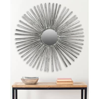 SAFAVIEH Katelin Silver Nailhead Sunburst 34-inch Decorative Mirror - 33.5" x 33.5" x 1" - 34Wx1Dx34H