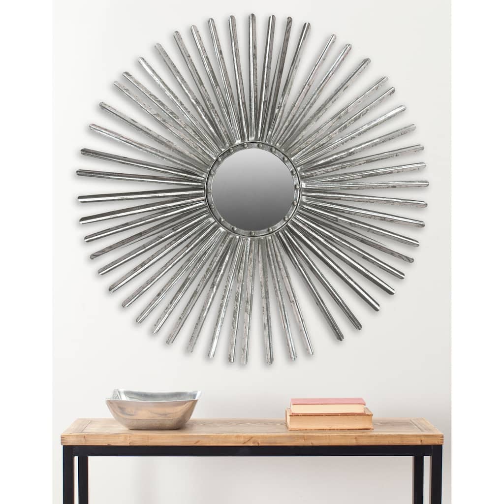 SAFAVIEH Katelin Silver Nailhead Sunburst 34-inch Decorative Mirror - 33.5" x 33.5" x 1" - 34Wx1Dx34H