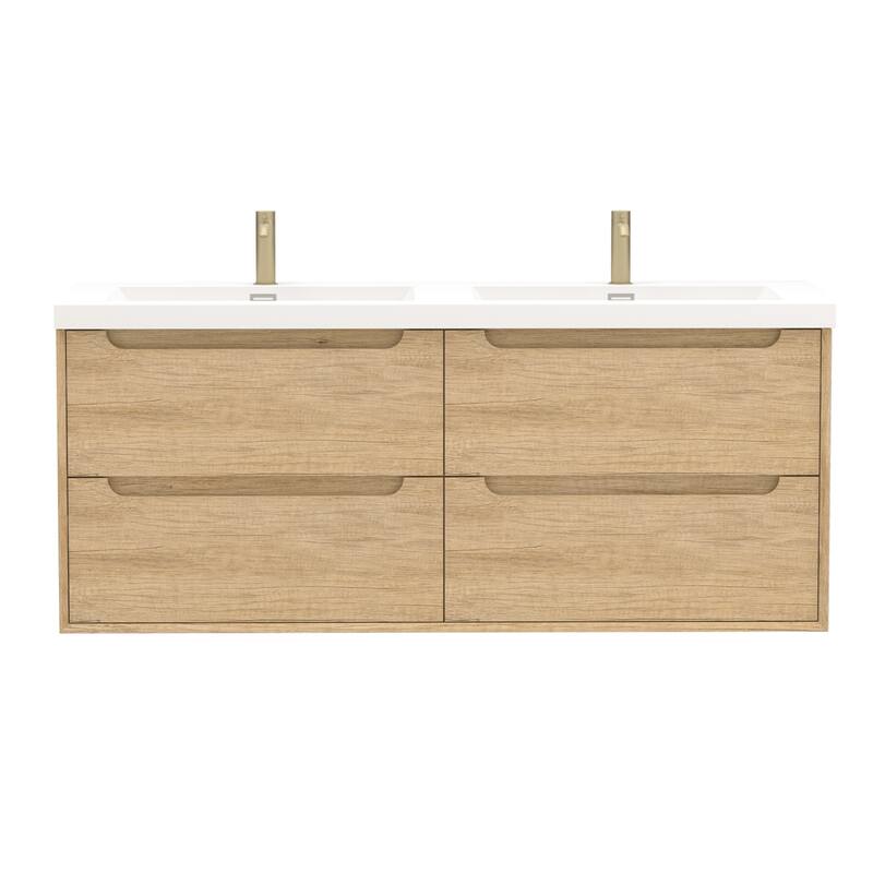 Prismis 60" 72" 84" Wall-Mount Premium Bathroom Vanity with Integrated Sink