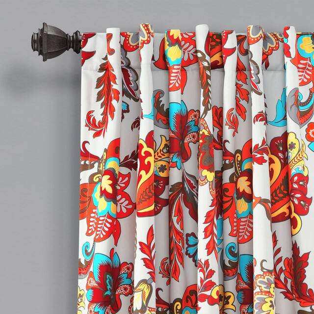 Lush Decor Zara Jacobean Room Darkening Window Curtain Panel Pair