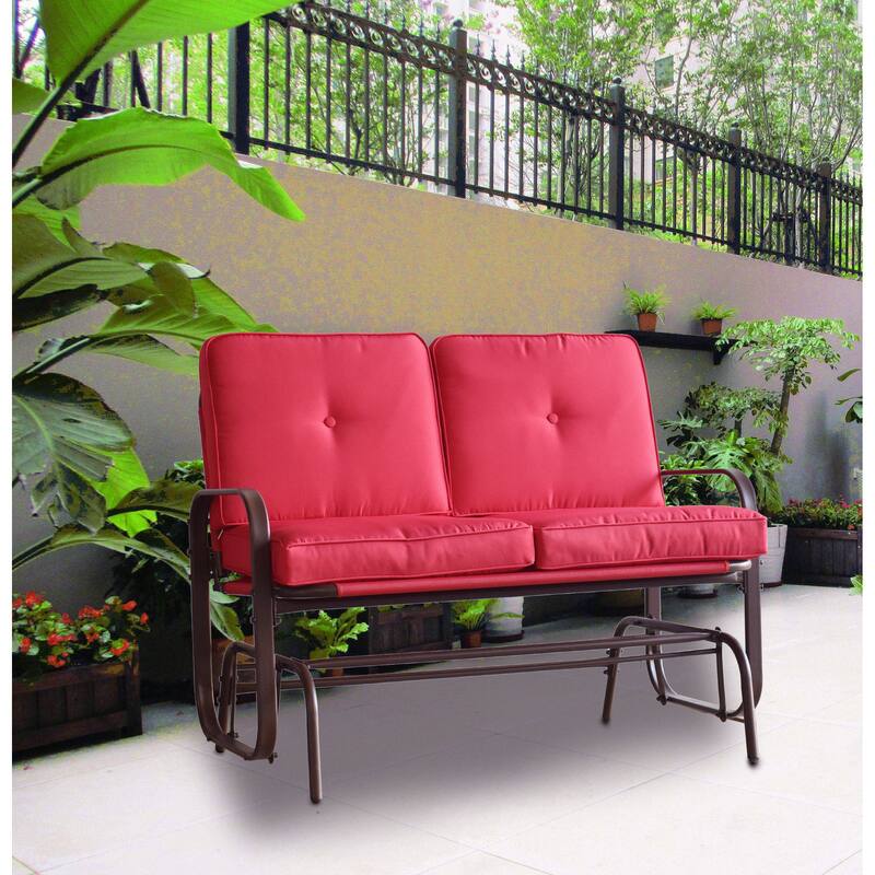 Tolentino 2-Person Brown Outdoor Loveseat Glider