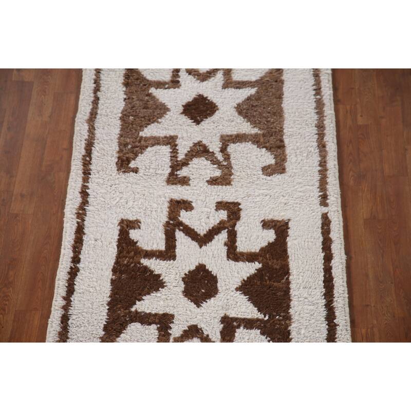 Plush Tribal Turkish Anatolian Runner Rug Hand-knotted Wool Carpet - 3'2"x 11'4"