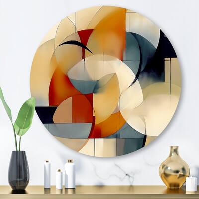Designart "Exploring Abstracted Patterns I" Modern Geometric Metal Round Wall Art