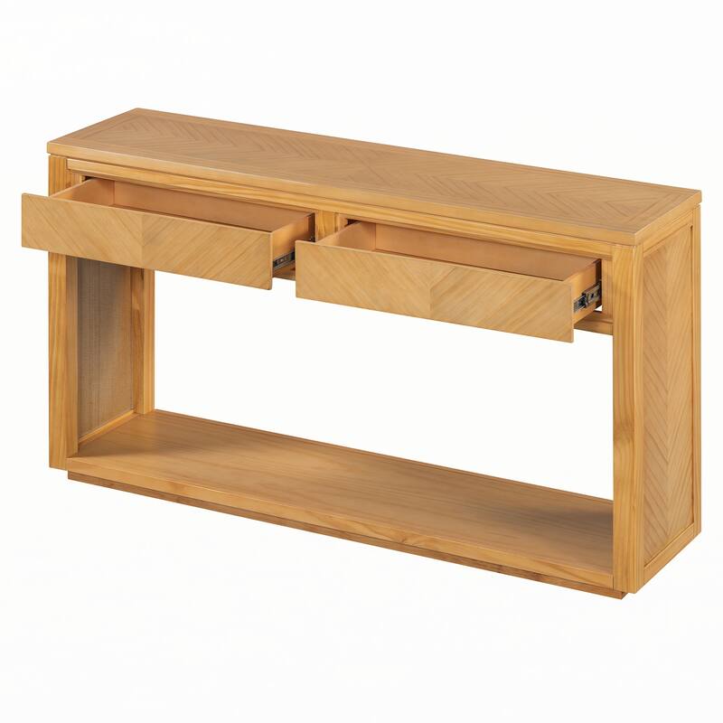 55" Rustic Wooden Entryway Console Table(Natural)