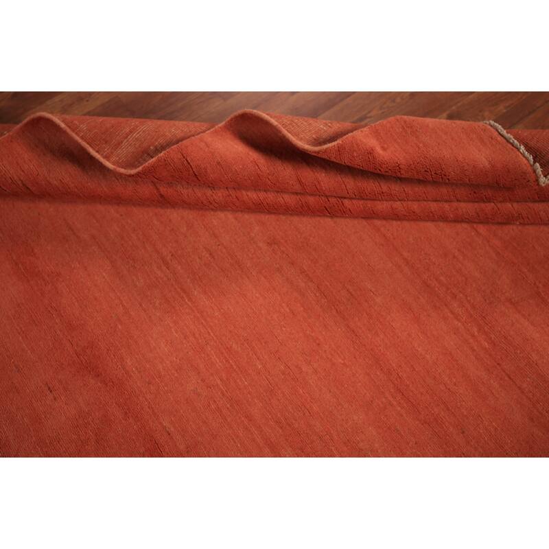 Gabbeh Modern Area Rug Hand-Knotted Orange Wool Carpet - 5'5" x 8'0"