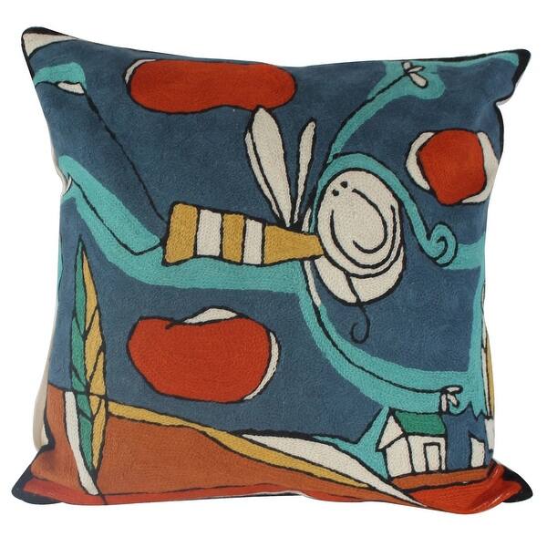 Bee Handmade Chain-stitch Throw Pillow (India) - Bed Bath & Beyond ...