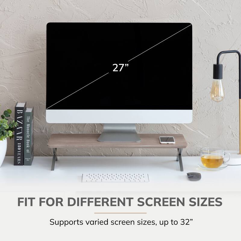 Jani Wood Monitor Stand Riser Desk - Ergonomic Design Stand, Desktop Organizer Table for Home, Office Workspace, Gaming Desk