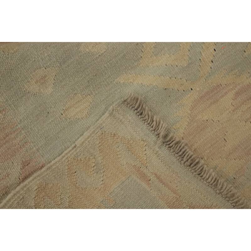 Hand Woven Oriental 100% Wool Carpet Southwestern Tribal Navy Blue & Blues Kilim Runner Rug - 12' 0'' X 2' 8''