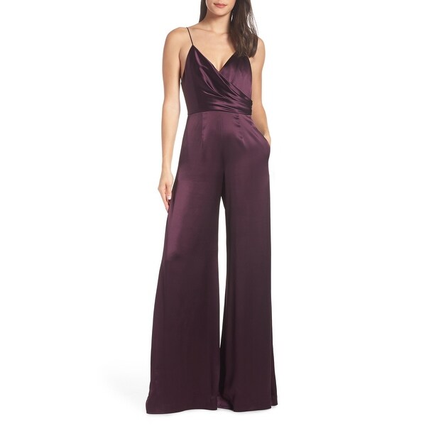 purple wide leg jumpsuit