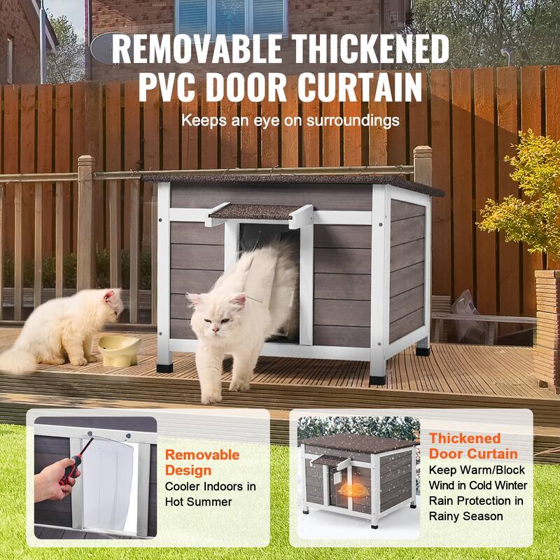 Outdoor Cat House Weatherproof, Feral Cat Shelter for Multiple Cats, Outdoor Wooden Cat Rabbit House