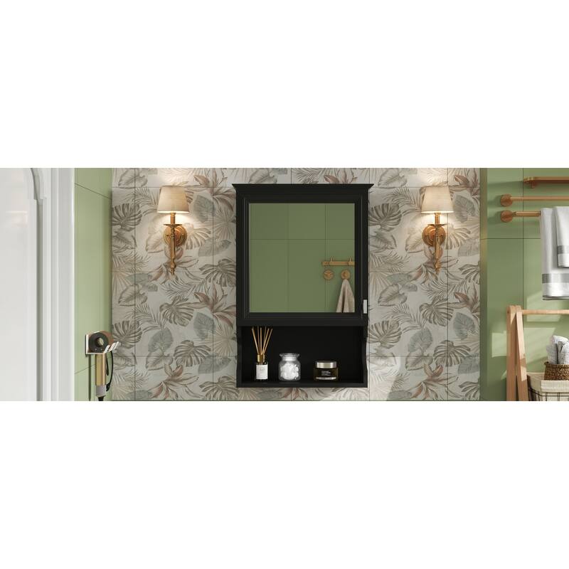 GDFStudio - Larenta Modern Wall-Mounted Bathroom Medicine Cabinet with Mirror, Adjustable Shelves & Half-moon Silhouette - 20"W
