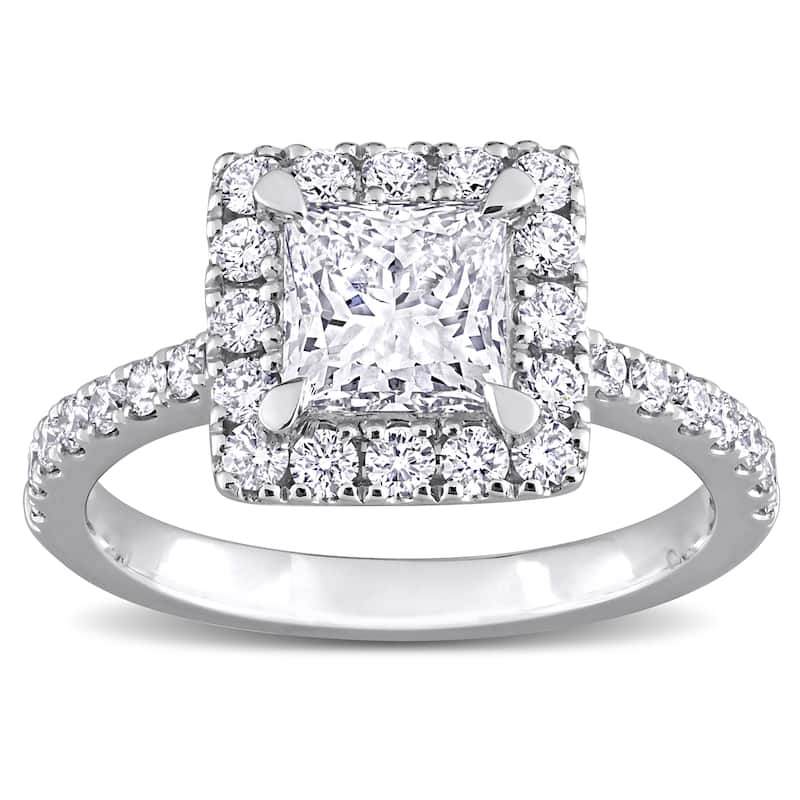 3 1/2ct TDW Princess-Cut Lab Grown Diamond Three-Stone Ring 14k White Gold