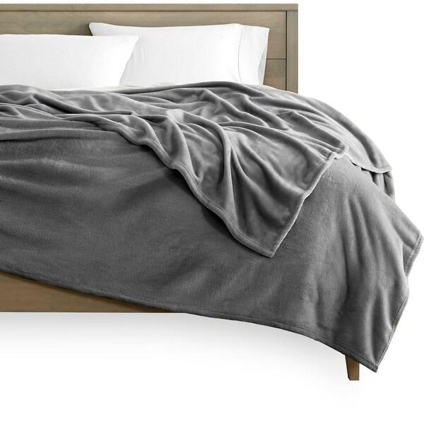 Microplush Velvet Fleece Blanket King Grey On Sale Bed Bath