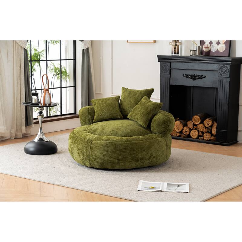 Bean Bag Lazy Sofa with Ultra Soft Chenille Cover,Round Bean Bag,Indoor & Outdoor